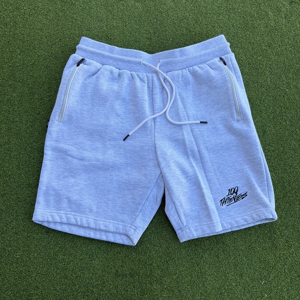100 Thieves Men's Gray Sweat Shorts Medium Zip Pockets eSports Gaming